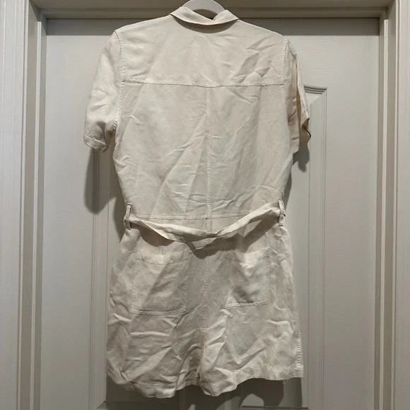 Rails Georgie Tie Waist Linen Romper in Stone - Picture 12 of 13